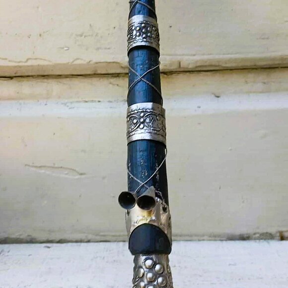 Authentic VTG Wood with Embossed Silver Metal Religious Trinkets Vampire Stake - Picture 6 of 9